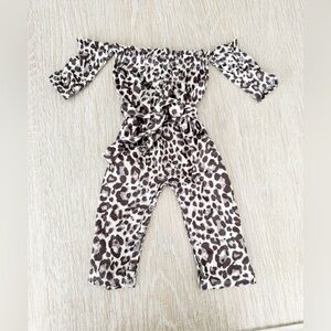 Baileys Blossoms Off-Shoulder Leopard Print Jumpsuit for 9-12 months